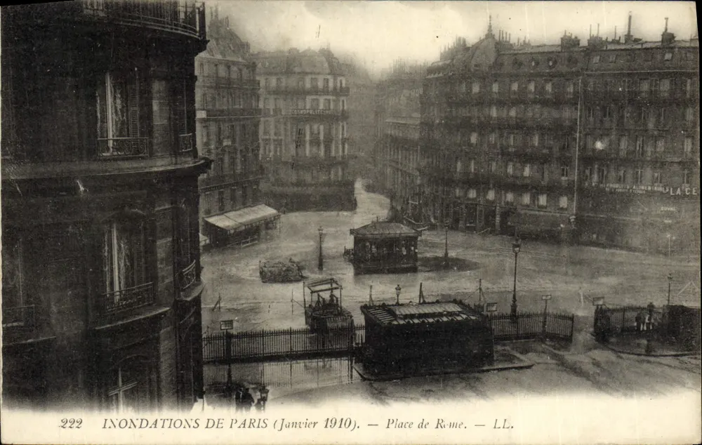 Inundações de Paris (Janeiro 1910) — Place de Rome — LL. - Frente