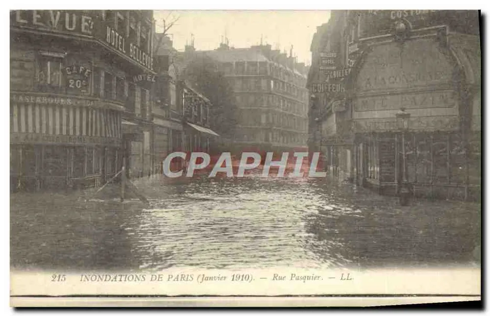 Inondations de Paris — Janvier 1910 — Rue Pasquier — LL - Frente