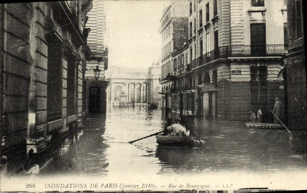 Inundações de Paris — Janeiro 1910 — Rue de Bourgogne — I.I. — n° 204 - Frente