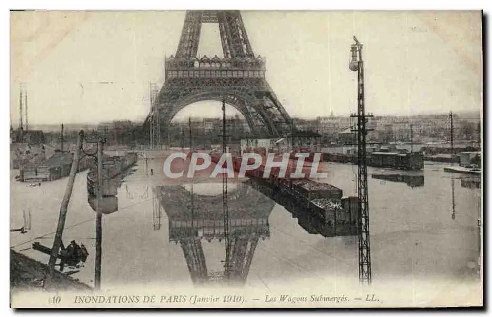 Inondations de Paris — Les Wagons Submergés — LL. (n°10) - Frente