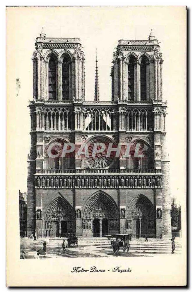 Notre-Dame - Facha - gravura - E. Le Doley, Boulanger de Soustouph, Ferté - Frente
