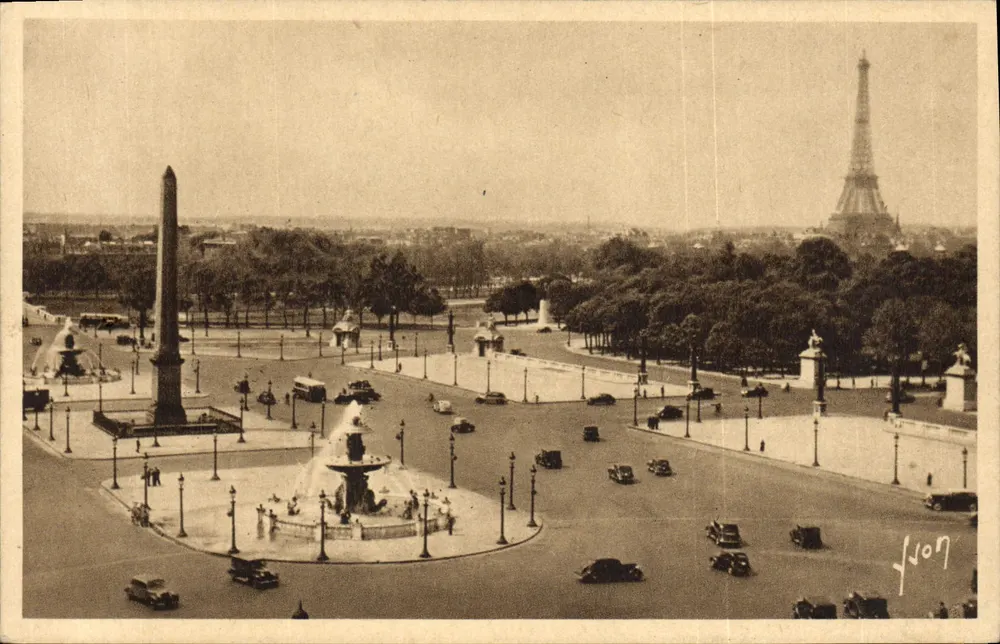 Place de la Concorde — Ansicht mit dem Obelisken und der Eiffelturm — Éditions d'Art YVON - Vorderseite
