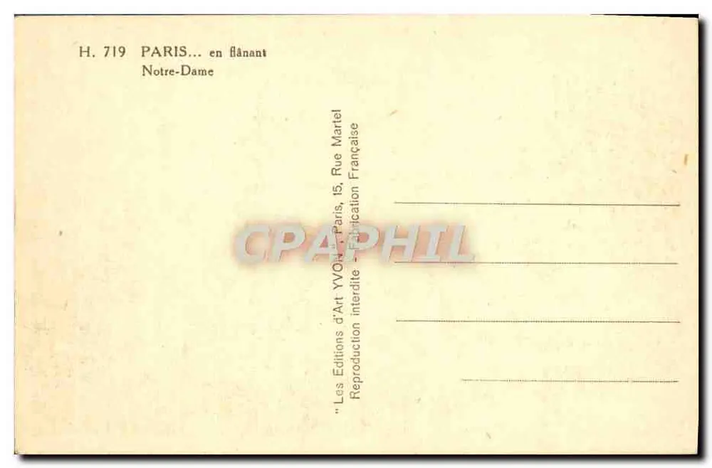 Notre-Dame van Parijs — panoramische weergave — Éditions d'Art Yvon, Parijs - Achterkant