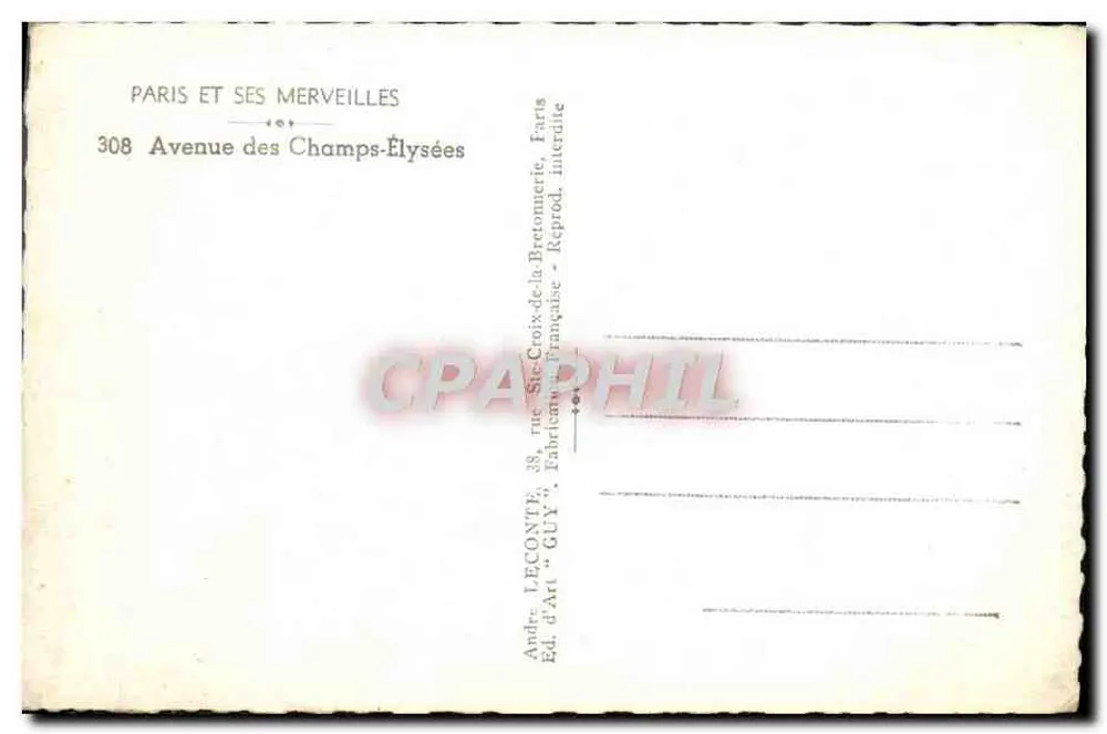 Paris — Avenue des Champs-Élysées — Verlag GUY - Rückseite