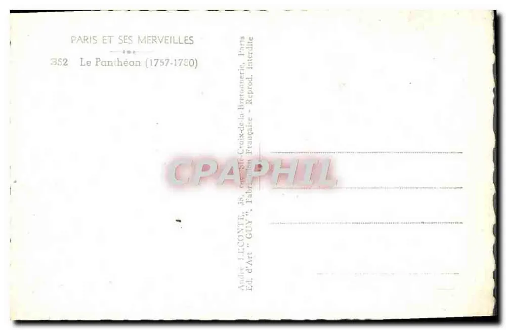 El Panteón — París — Editor GUY, n° 352 - Reverso