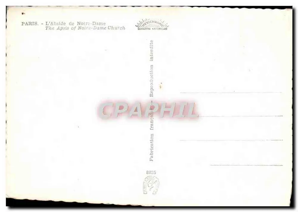 Paris - A Abside de Notre-Dame - Editora: Textichrome - Verso