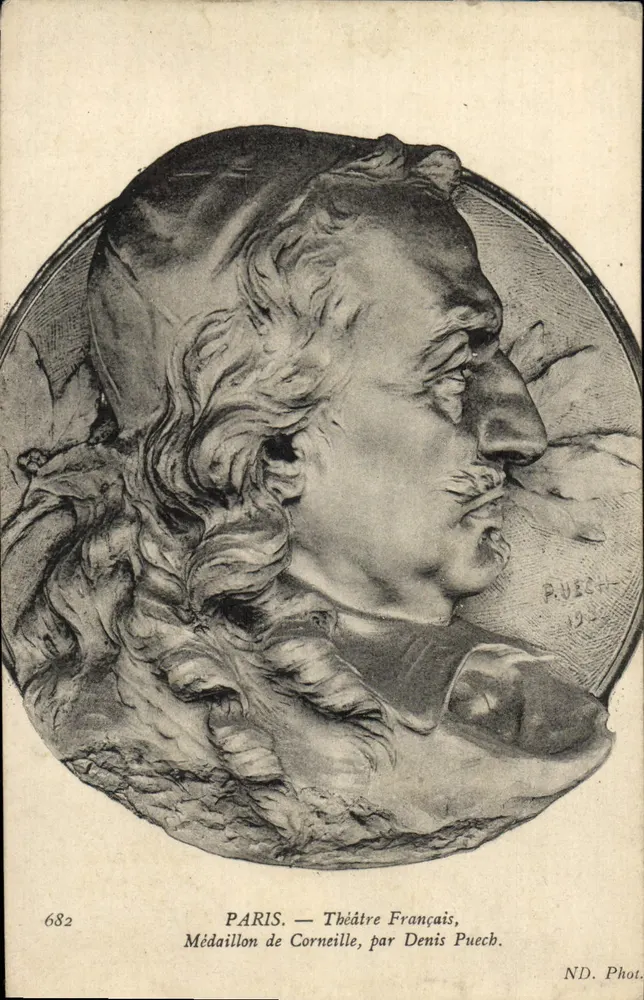 PARIS — Französisches Theater, Medaillon von Corneille, von Denis Puech — Verlag ND. Phot. n° 682 - Vorderseite