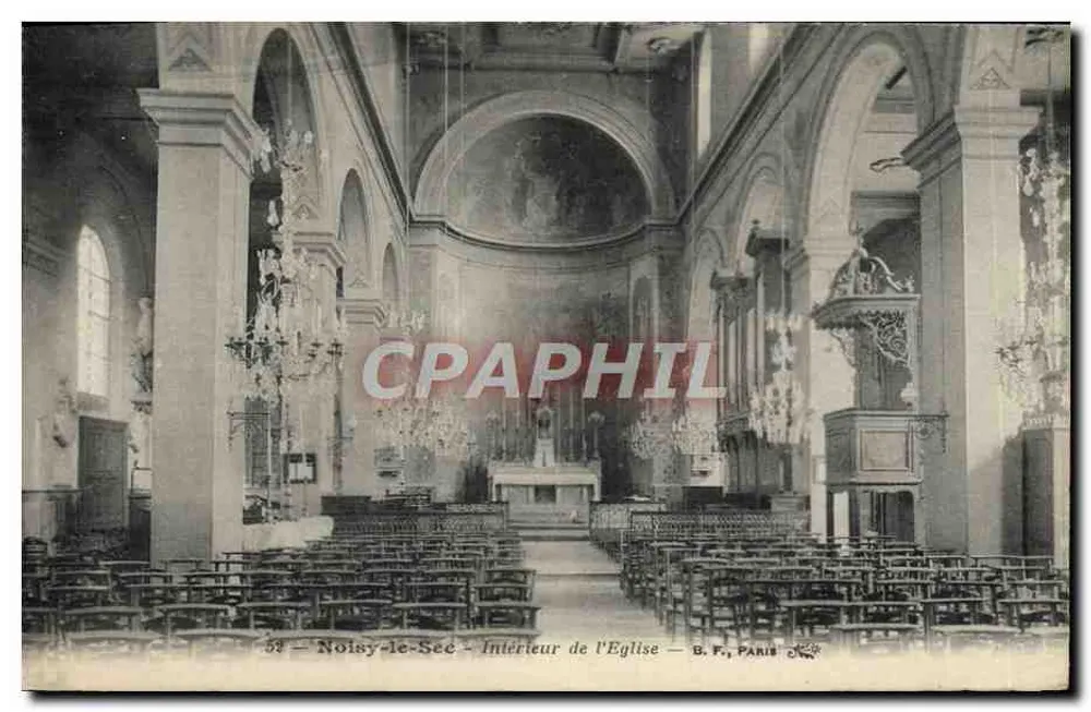 Noisy-le-Sec — Interior da Igreja — B. F., PARIS - Frente