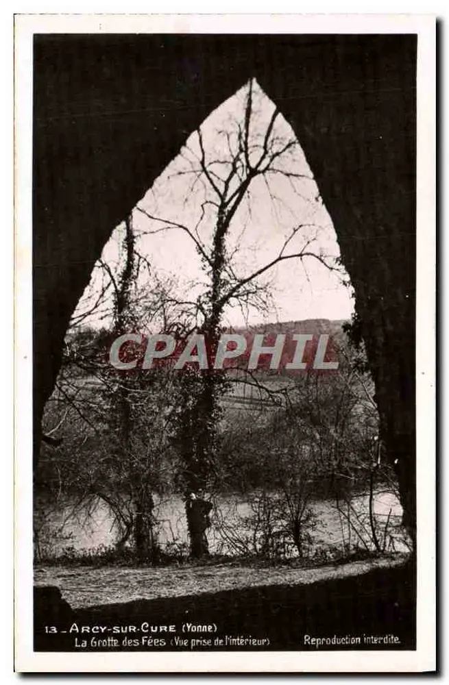 Arcy-sur-Cure (Yonne) — A Gruta das Fadas (Vista tirada do interior) — A. Joublin, Editor das Grutas - Frente