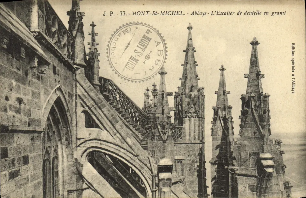 Mont-Saint-Michel - Abtei - Die Granit-Lace-Treppe — J.P. 77, Sonderausgabe in der Abtei - Vorderseite