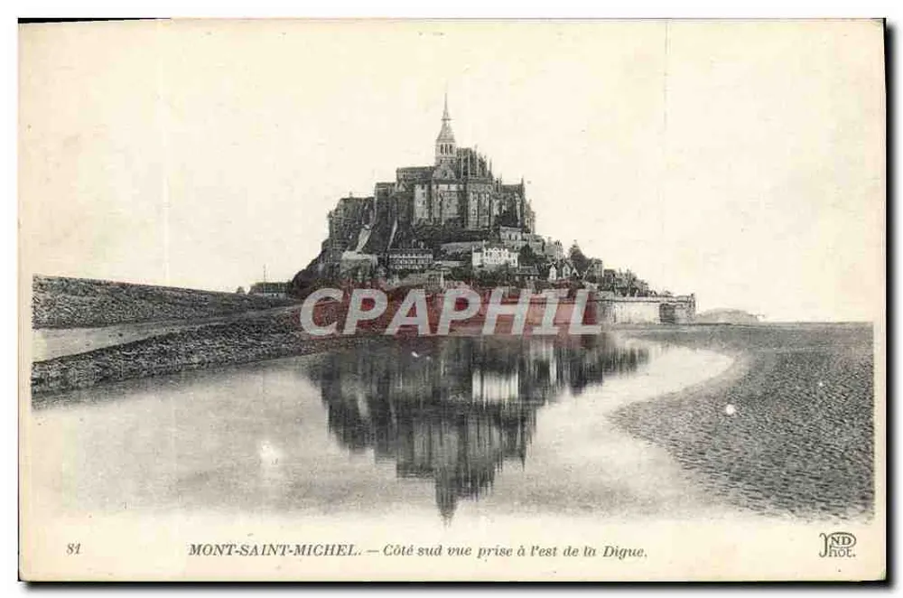 Mont-Saint-Michel — Südseite, Aufnahme von der Ostseite der Digue — JND Phot. - Vorderseite