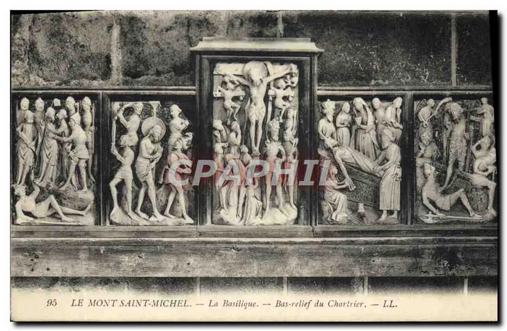 O Mont-Saint-Michel — A Basílica — Bas-relief do Chartrier — LL. — N° 95 - Frente