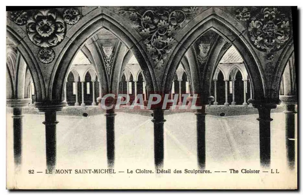 Mont Saint-Michel — Der Cloister. Detail der Skulpturen — L.L. - Vorderseite