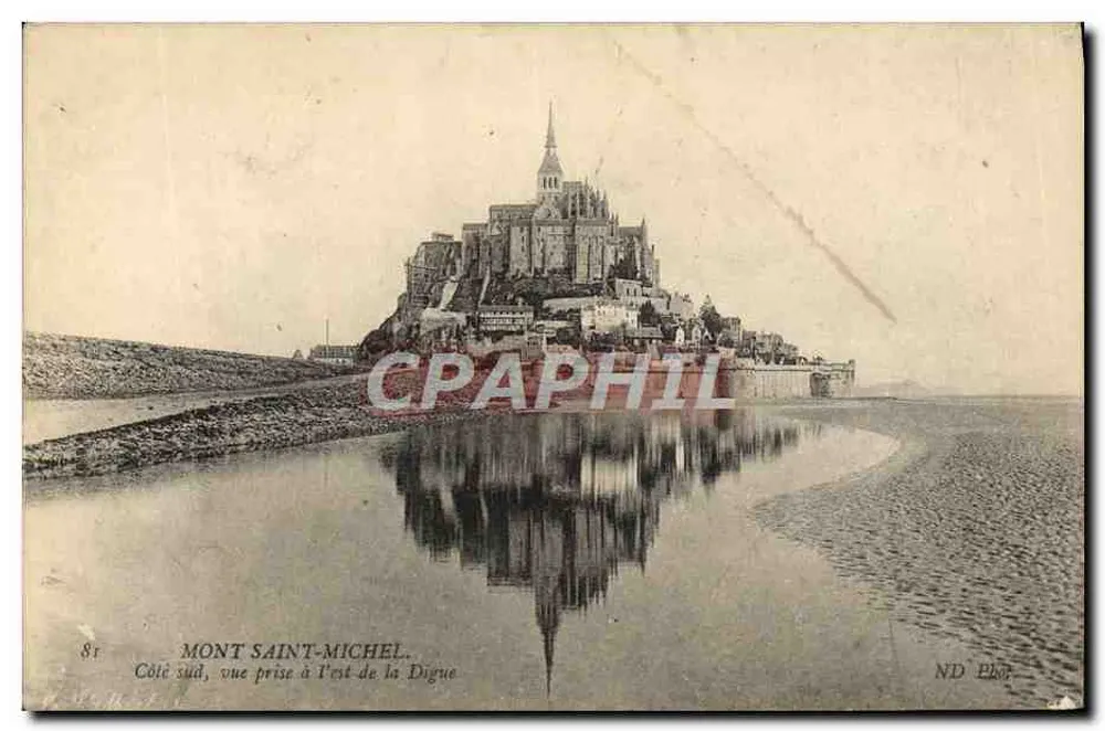 Mont Saint-Michel — Ansicht von der Südseite, aufgenommen östlich der Digue — ND Pla - Vorderseite