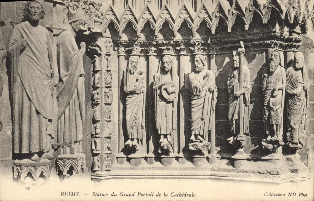 Reims — Statuen des Großen Portals der Kathedrale — Collections ND Phot - Vorderseite