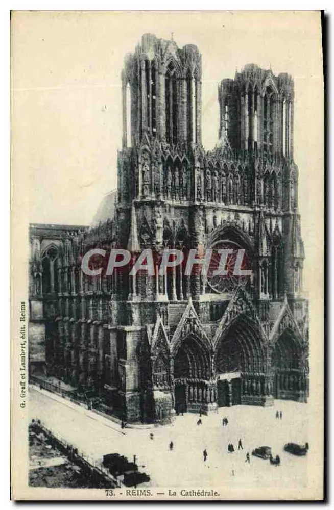 Reims — A Catedral — G. Graff e Lambert, editora Reims, n°73 - Frente
