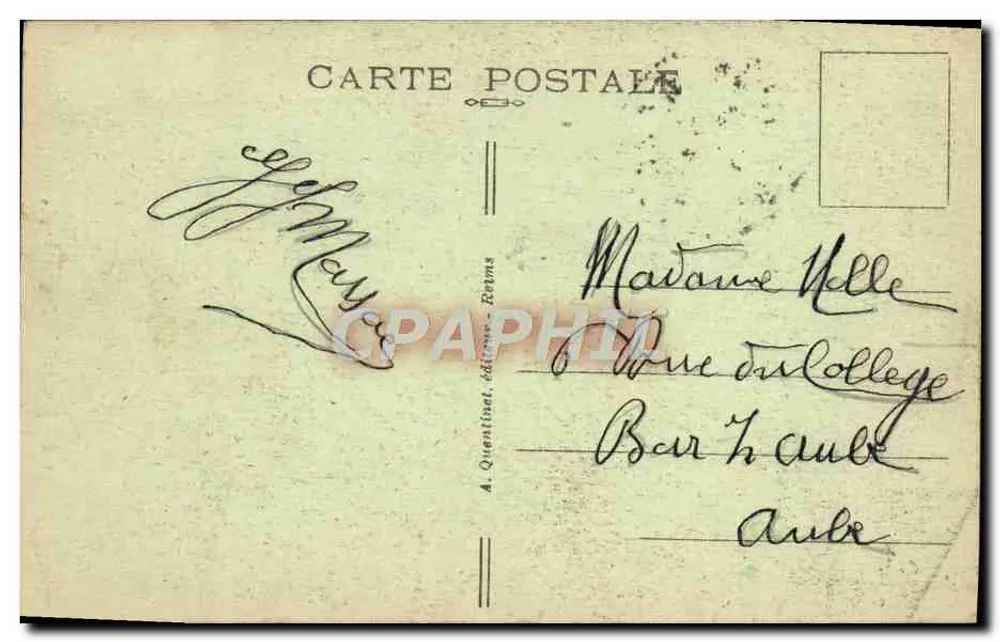 Reims — A Catedral — A. Quentinat, editor, n° 122 - Verso