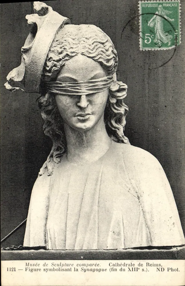 Statue der Synagoge — Museum für vergleichende Skulptur — Kathedrale von Reims — ND Fotografie - Vorderseite
