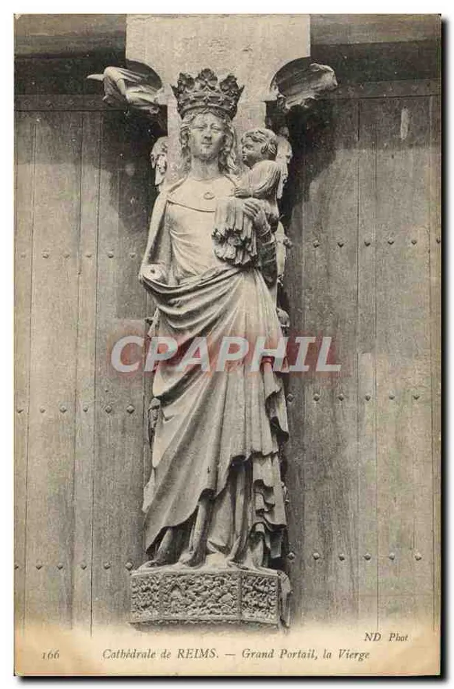 Kathedrale von Reims — Großer Portal, die Jungfrau — ND Phot - Vorderseite