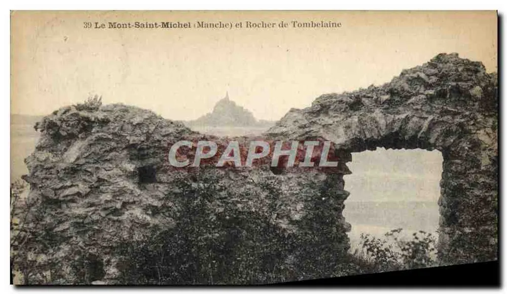 Mont-Saint-Michel (Manche) und Rocher de Tombelaine — Ansicht von den Ruinen — unbekannter Verleger, Nr. 39 - Vorderseite