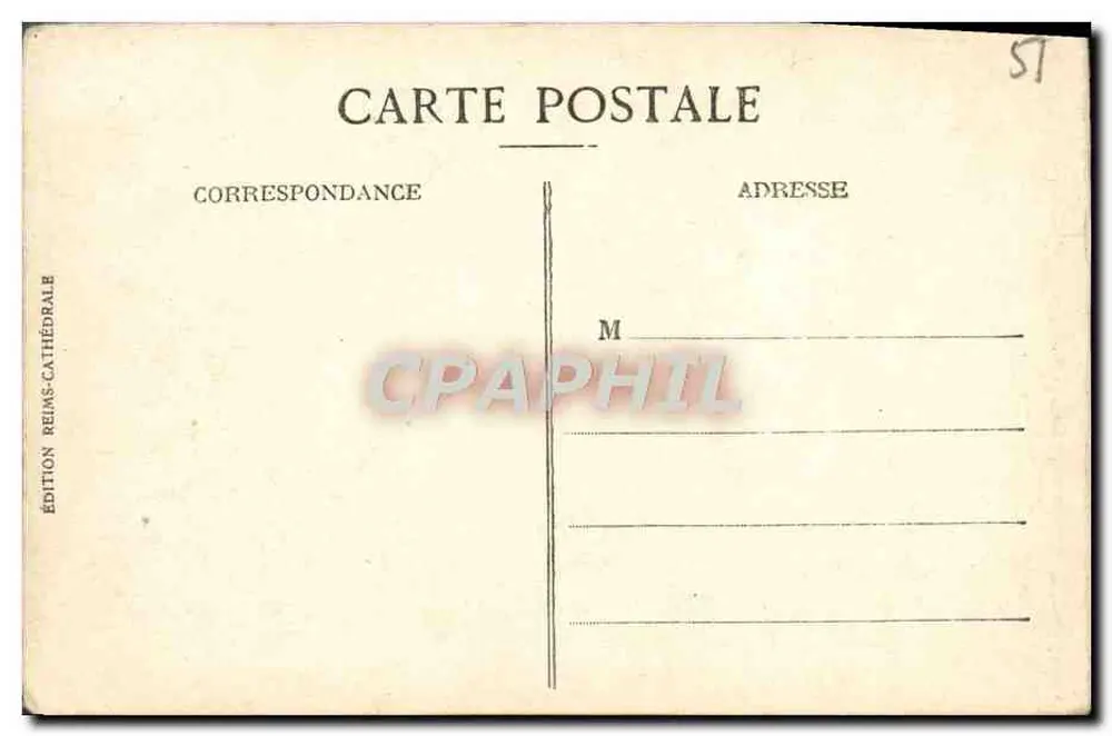 Reims — Der große Turm der Kathedrale vor dem Krieg — Edition Reims-Cathédrale - Rückseite