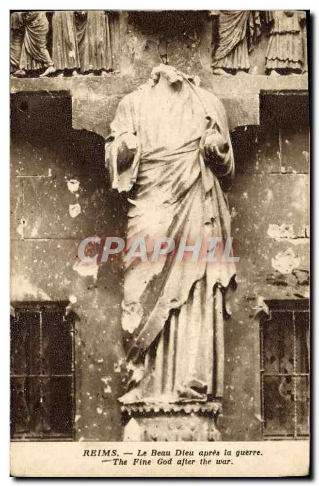 Reims — Ansicht des Schönen Gottes nach dem Krieg — Edition Reims-Cathédrale - Vorderseite