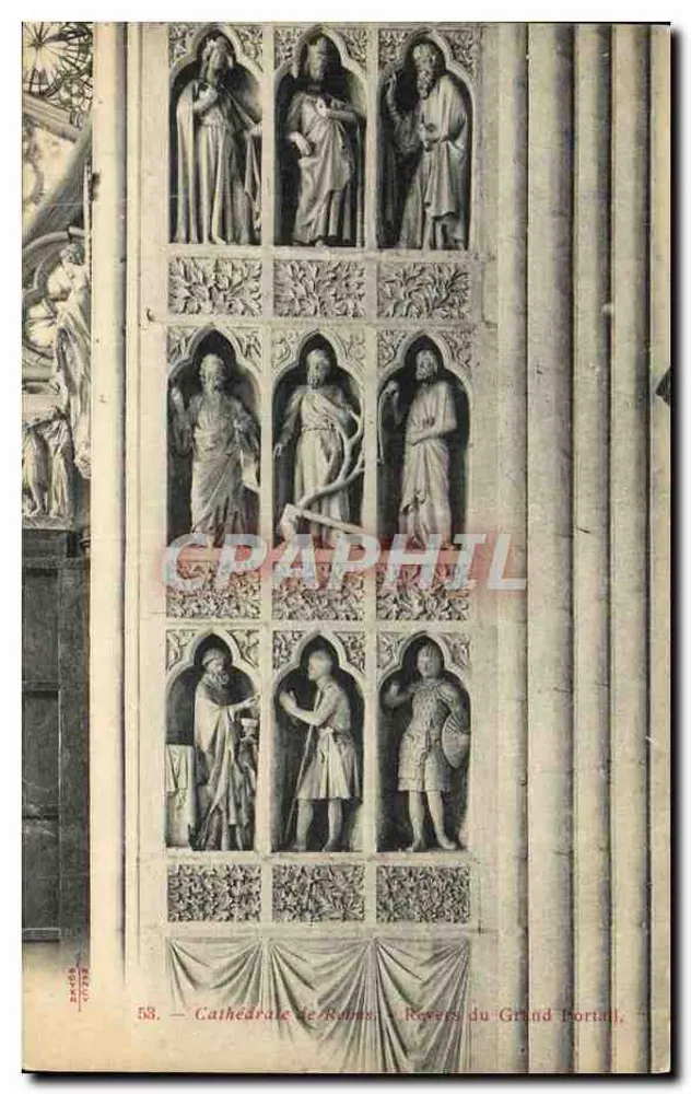 Kathedrale von Reims — Rückseite des Großen Portals — anonymer Verlag, Nr. 58 - Vorderseite