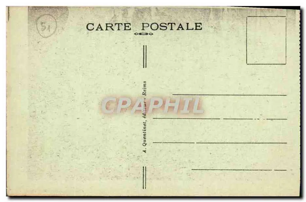 Reims — Die Kathedrale — Innenansicht zum Portal — A. Quentin, Verlag Reims, Nr. 185 - Rückseite