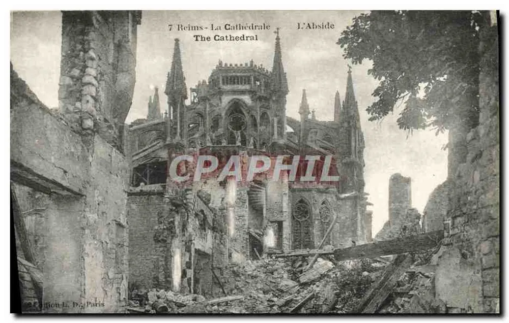 Reims - A Catedral — A Abside — Edição J. D. Paris - Frente