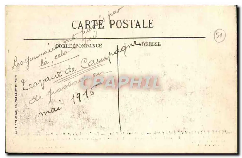 Catedral y Plaza Real de Reims — después del bombardeo alemán — Visé París n° 83 - Reverso