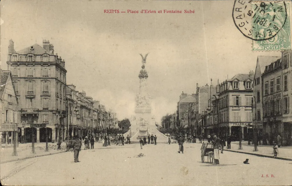 Reims — Place d'Erlon und Fontaine Subé — J.S.R. - Vorderseite