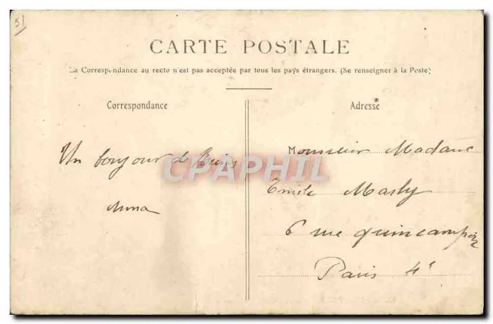 Reims — Alte Häuser, Place des Marchés — Verlag nicht sichtbar, Seriennummer 85 - Rückseite
