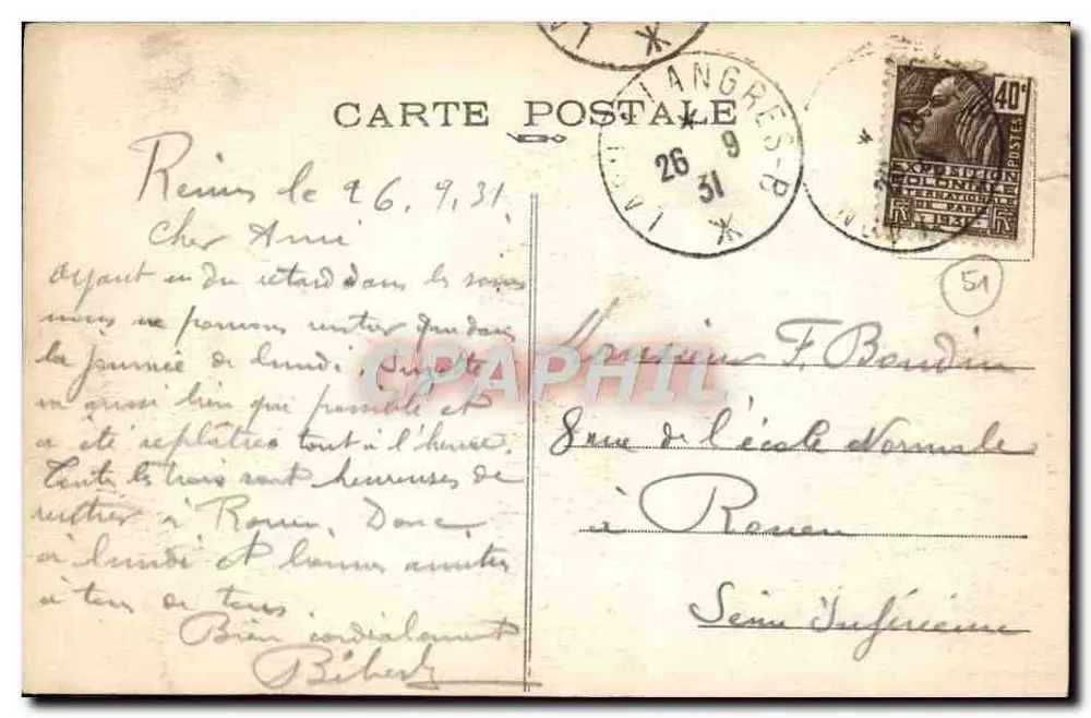 Reims — Hospital Americano — G. Graff, editor Reims, n°26 - Verso