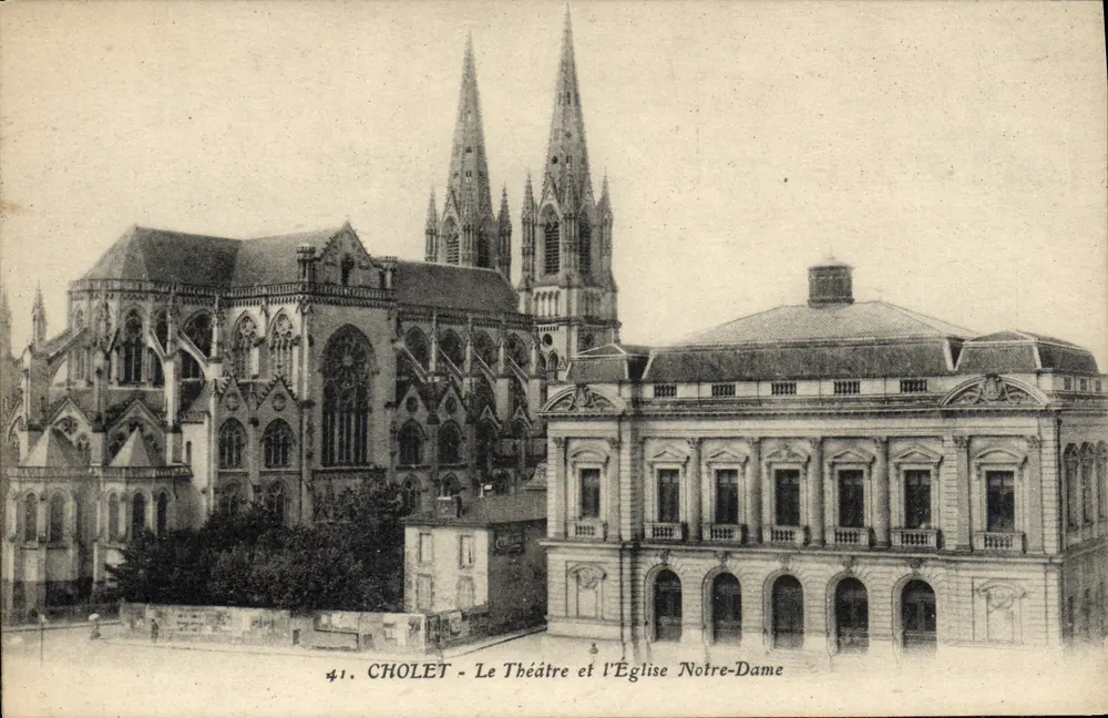 Cholet - Ansicht des Theaters und der Kirche Notre-Dame — Nr. 41, Verlag Artaud et Nozais - Vorderseite