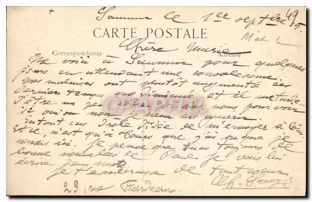 Saumur — O Castelo-Forte — Editor: H. Vaugier - Verso