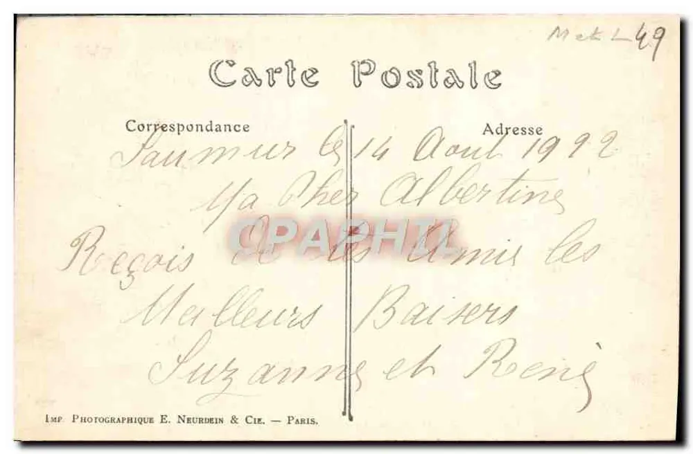 Saumur — A Caixa de Poupança — ND. Fot. - Verso