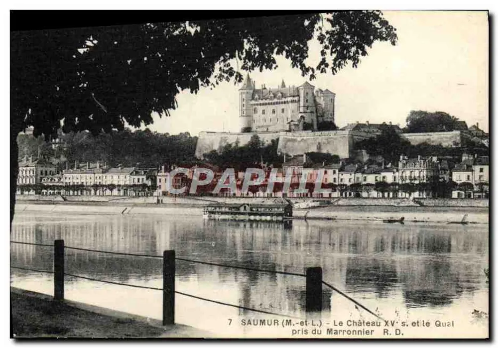 Saumur (M.-et-L.) - Das Schloss des 15. Jahrhunderts und der Kai vom Marronnier - Vorderseite