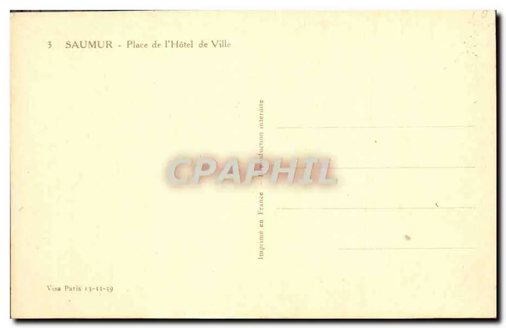 Saumur - Place de l'Hôtel de Ville — Rathaus und alte Gebäude — Verlag Pothier, Nr. 3 - Rückseite