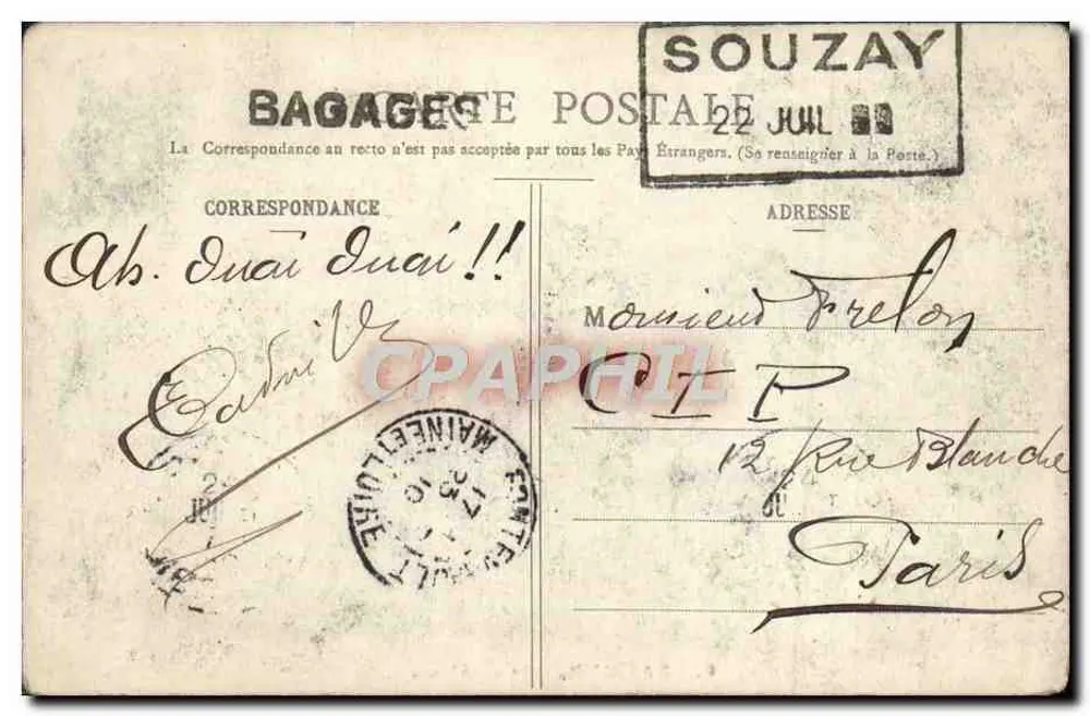 Saumur - O Castelo — editor desconhecido, n° 9 - Verso