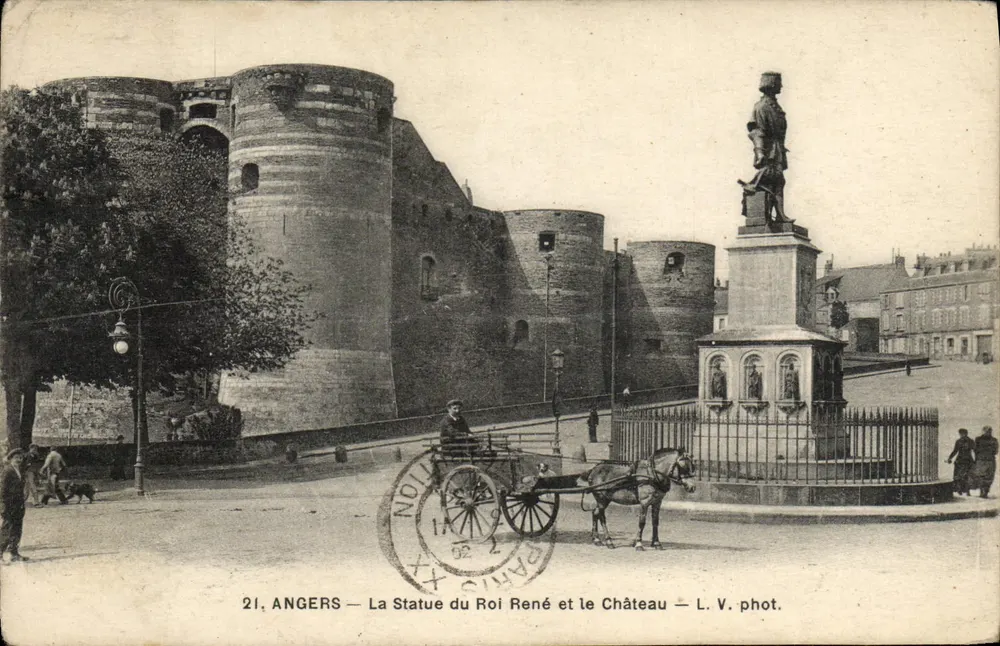 Angers — Statue des Königs René und das Schloss — L. V. phot. - Vorderseite