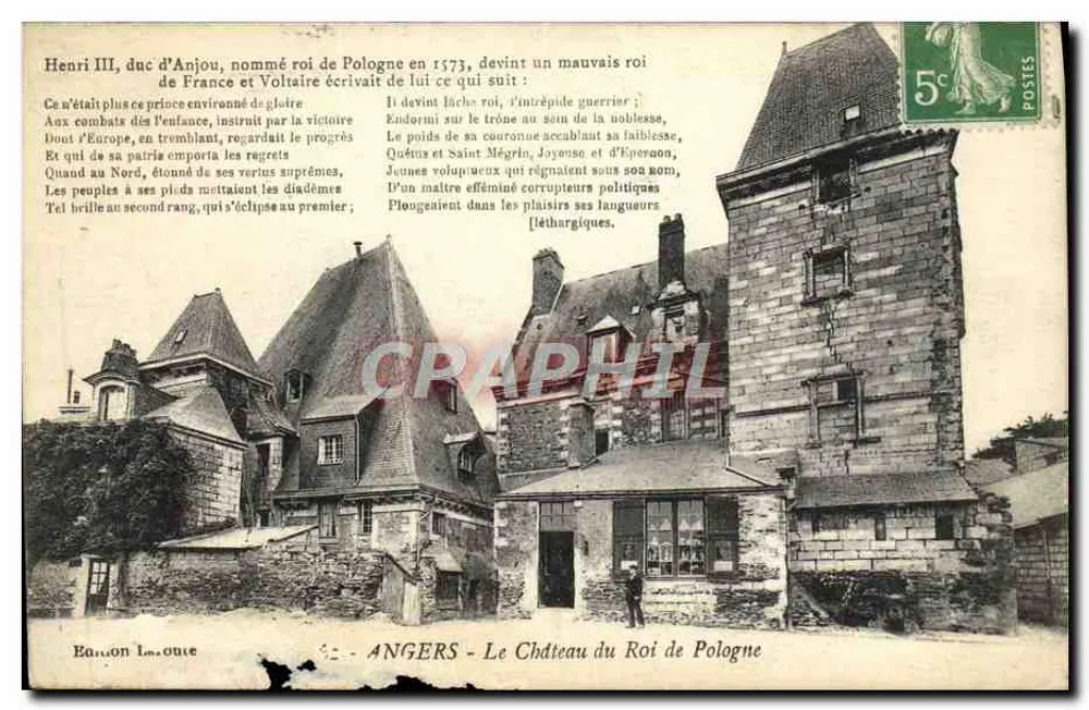 Angers - Le Château du Roi de Pologne — éditeur E. Lenoir, n° 42 - Frente