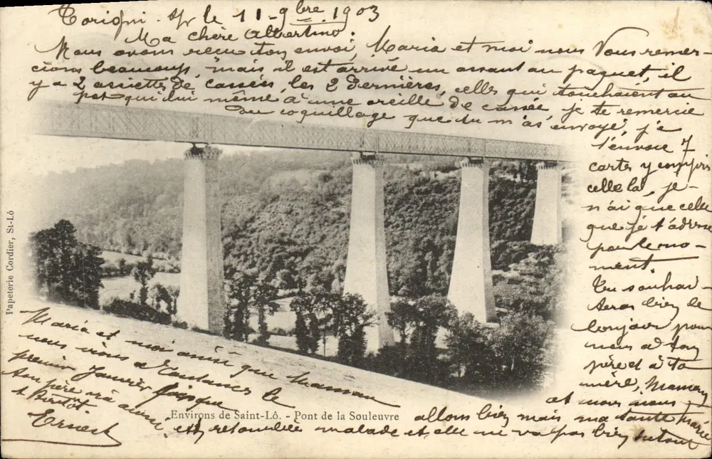 Arredores de Saint-Lô — Ponte da Souleuvre — Papeterie Corder, St-Lô - Frente