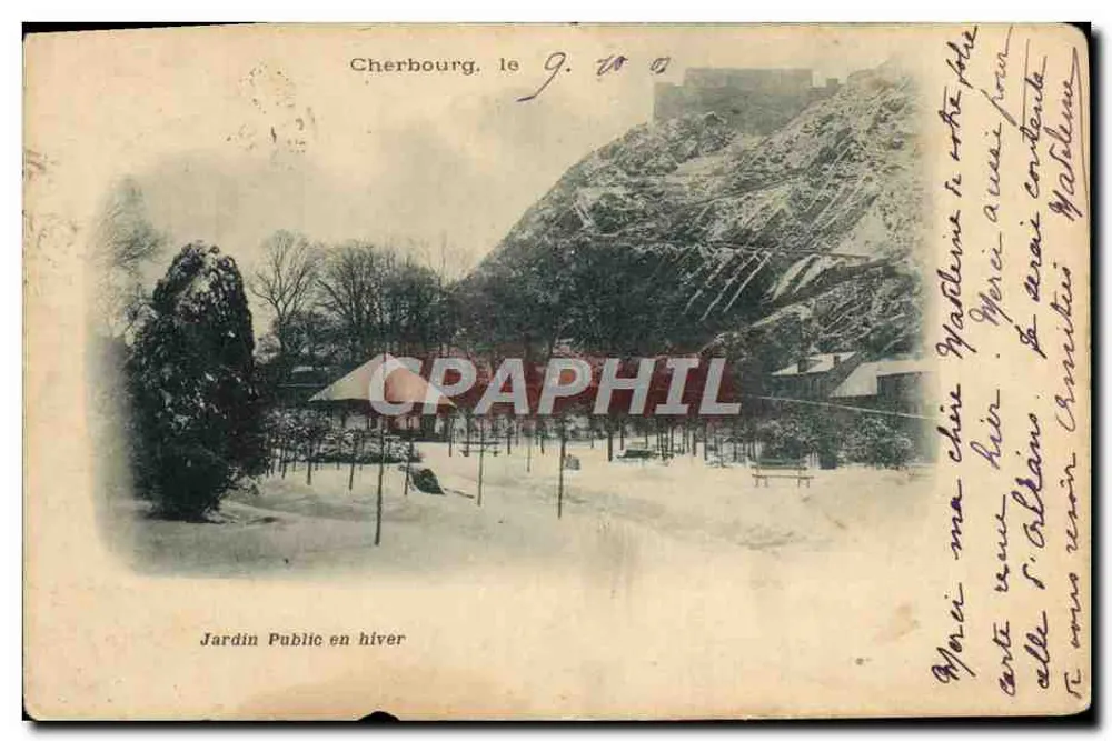 Cherbourg, Jardim Público no inverno — editor não visível - Frente