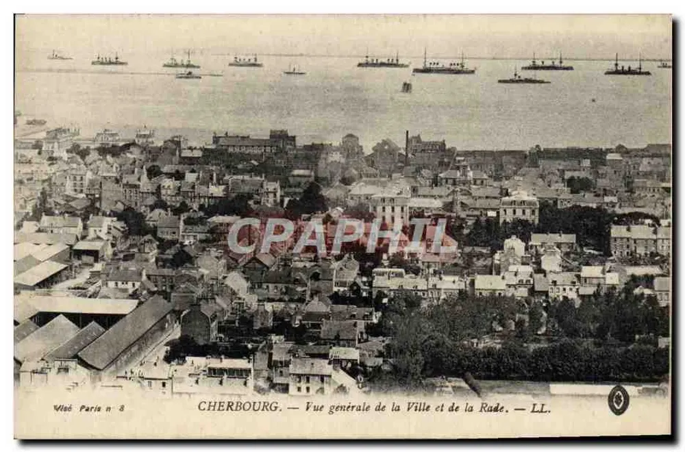 Cherbourg — Allgemeiner Blick auf die Stadt und den Hafen — LL. — Viled Paris n 8 - Vorderseite