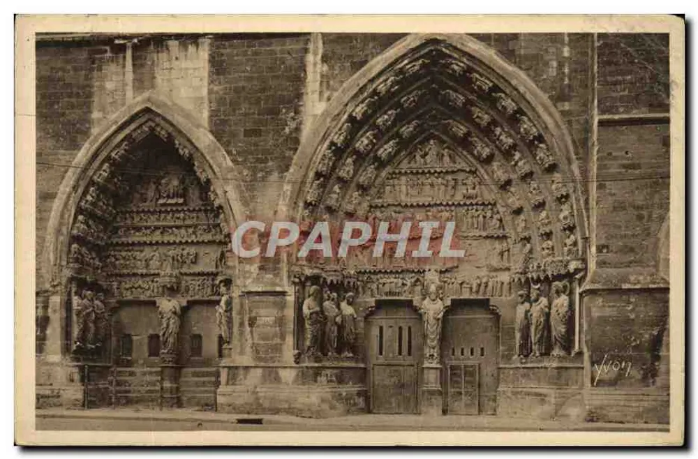 Reims — Der Nordportal der Kathedrale — Les Editions d'Art Yvcon, Rue de Bretagne - Vorderseite