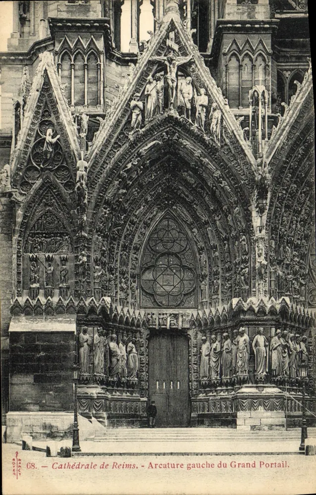 Kathedrale von Reims — linke Arkade des Großen Portals — anonymer Verlag, Nr. 68 - Vorderseite