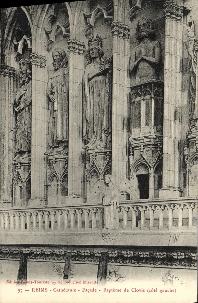 Reims - Catedral - Fachada - Batismo de Clovis (lado esquerdo) — Edição Reims-Touriste, n° 97 - Frente