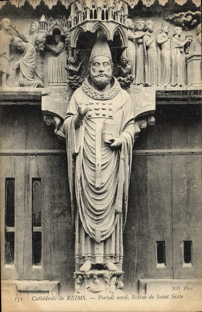 Kathedrale von REIMS — Nordportal, Statue des Heiligen Sixtus — ND Pbot - Vorderseite