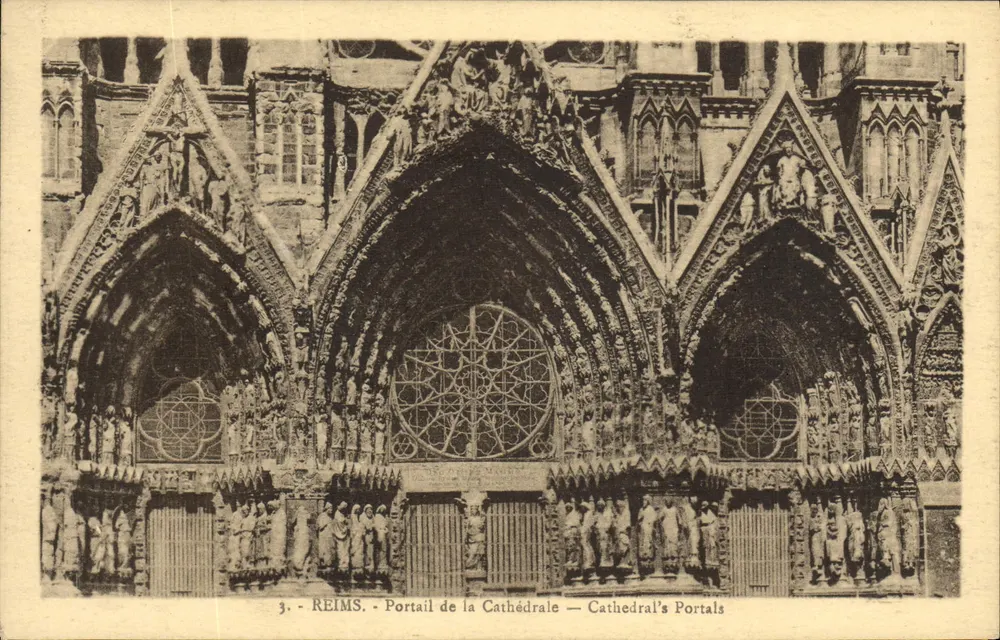 Reims — Portal da Catedral — Edições de Arte Charnunel, Reims, n°3 - Frente