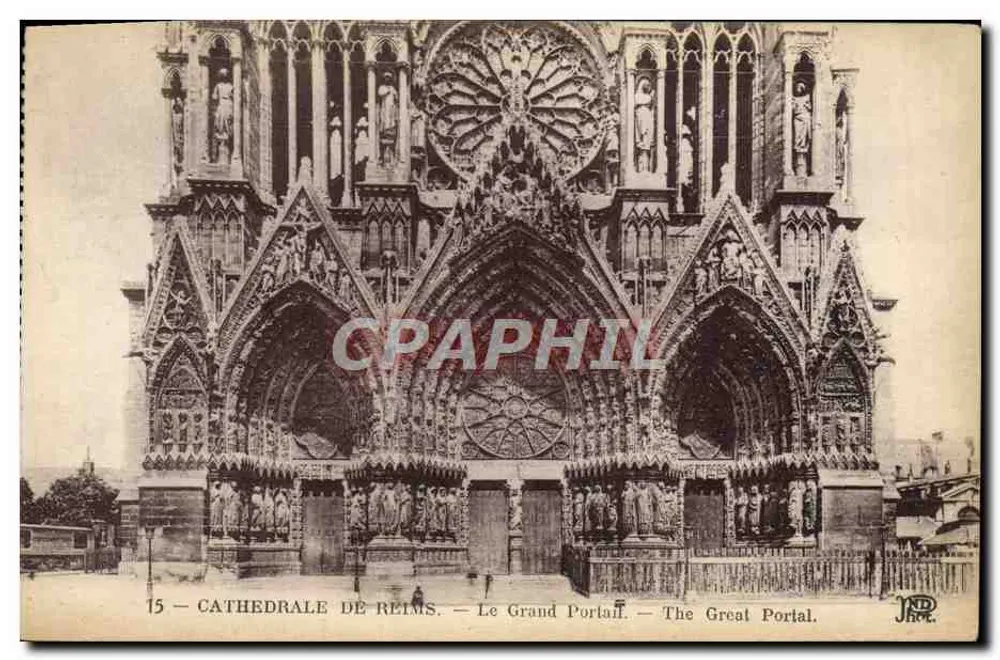 Kathedrale von Reims — Der Große Portal — Neurprien Frères, Paris-Corbeil, Serie 15 - Vorderseite